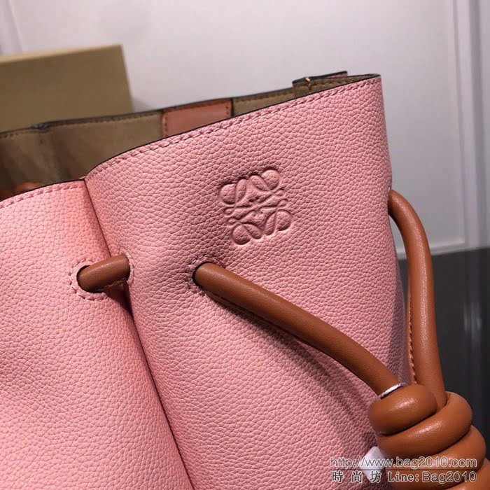 LOEWE羅意威 原版軟皮 最新Flamenco Knot系列 抽繩荔枝紋購物袋 手提肩背包 3041  jdl1110